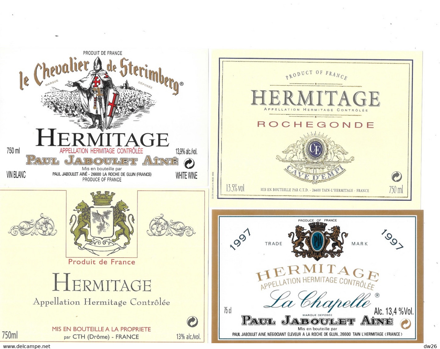 Lot De 12 étiquettes Neuves De Vin: Hermitage (Cave De Tain L'Hermitage, Delas, Jaboulet...) - Verzamelingen, Voorwerpen En Reeksen