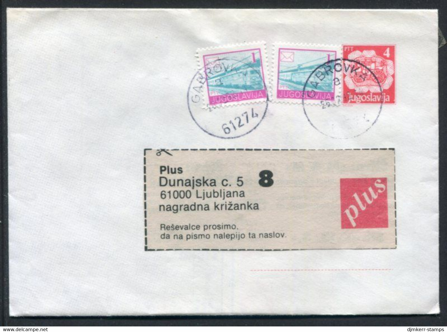 YUGOSLAVIA 1991 Mailcoach 4 D. Stationery Envelope Used With Additional Franking.  Michel U98 - Ganzsachen