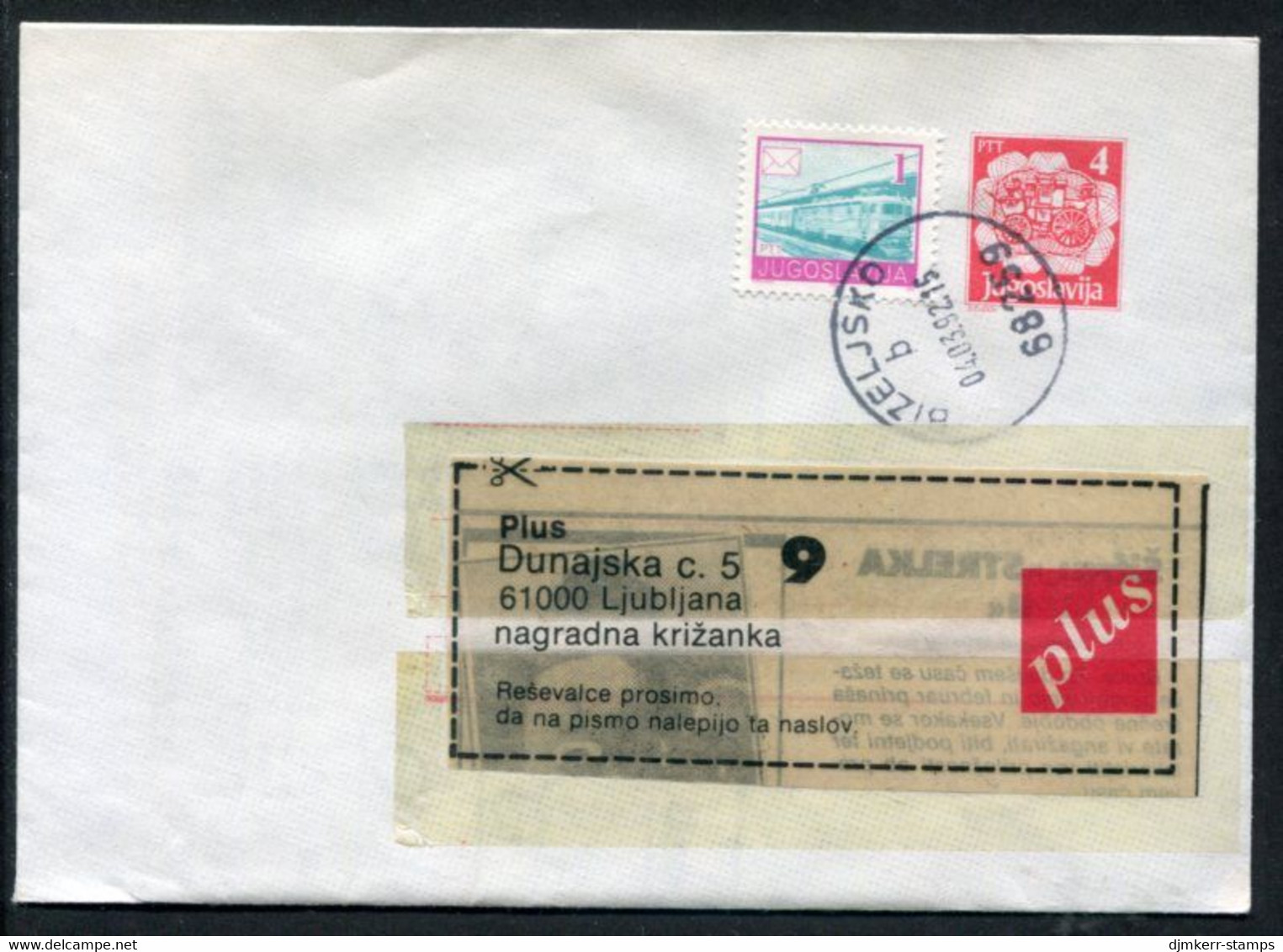 YUGOSLAVIA 1991 Mailcoach 4 D. Stationery Envelope Used With Additional Franking.  Michel U98 - Postwaardestukken