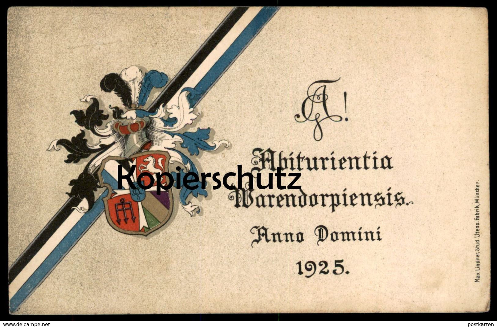 ALTE POSTKARTE WARENDORF ABITURIENTIA WARENDORPIENSIS ANNO DOMINI 1925 ABITUR COULEURKARTE STUDENTIKA Ansichtskarte AK - Warendorf