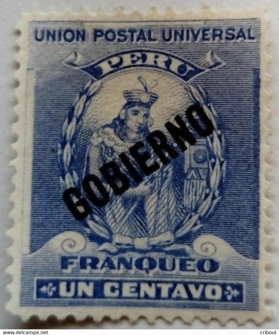 Pérou Peru 1896 Manco Capac Surchargé Overprinted Soprastampato GOBIERNO Service Official Oficial Yvert 20 (*) MNG - Peru