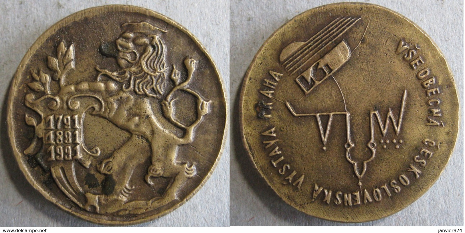 Tchéquie Médaille Exposition Générale Tchécoslovaque à Prague 1991, Frappe Monnaie - Altri & Non Classificati