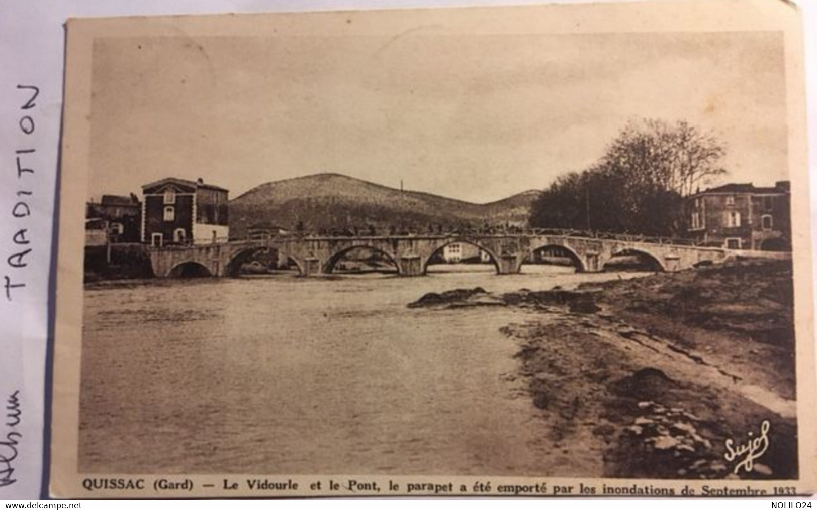 Cpa De 1938 QUISSAC Gard 30, Le Vidourle Et Le Pont, Le Parapet A été Emporté Par Les Innondations De Septembre 1933 - Quissac