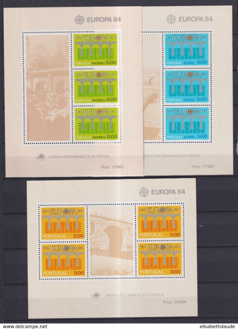 EUROPA CEPT / PONTS - 1984 - PORTUGAL + MADERE + ACORES - BLOCS COMPLETS ** MNH - COTE YVERT = 36 EUR. - 1984