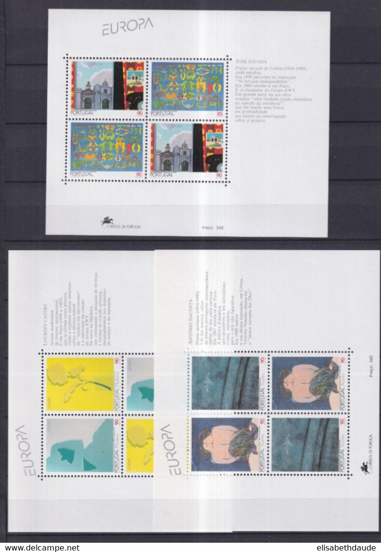 EUROPA CEPT / ART CONTEMPORAIN - 1993 - PORTUGAL + MADERE + ACORES - BLOCS COMPLETS ** MNH - COTE YVERT = 26 EUR. - 1993