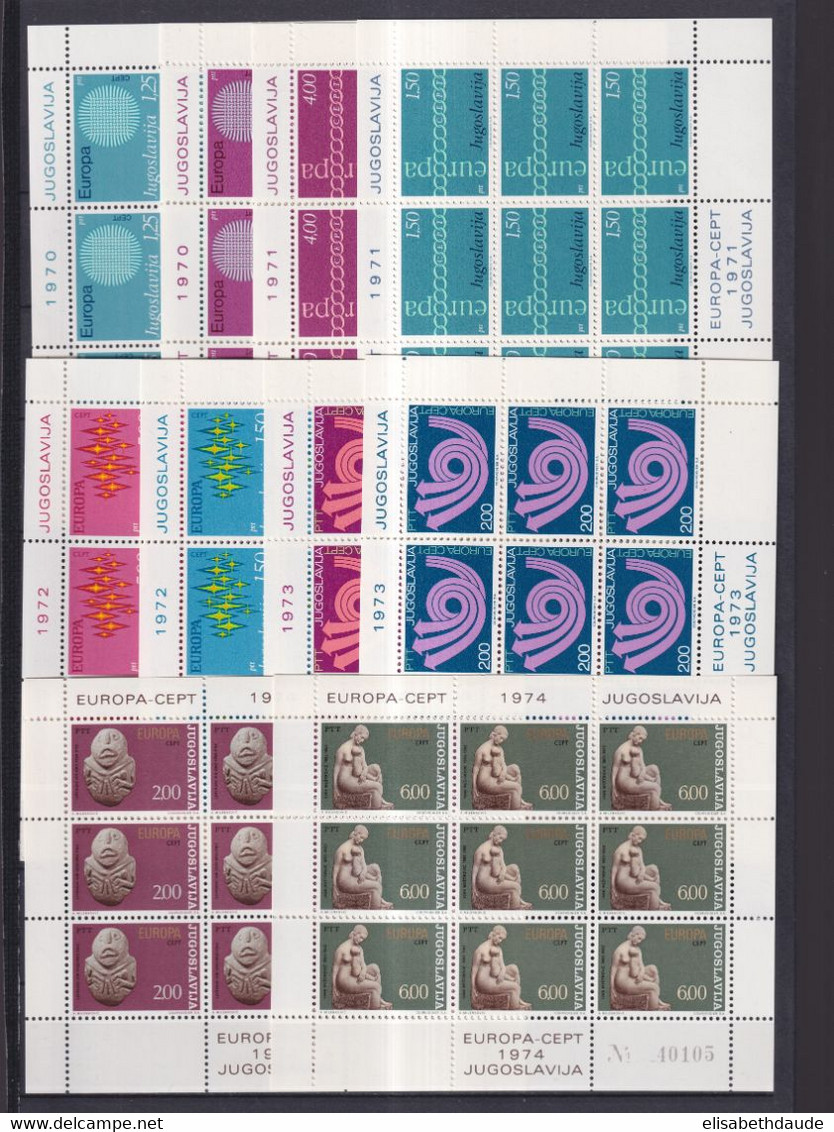 EUROPA CEPT - YOUGOSLAVIE - 1970/74+1980+1981+1983 - 16 FEUILLETS COMPLETS ** MNH - 2 SCANS ! - COTE YVERT = 160+++ EUR. - Blocs-feuillets