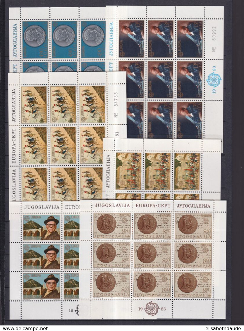 EUROPA CEPT - YOUGOSLAVIE - 1970/74+1980+1981+1983 - 16 FEUILLETS COMPLETS ** MNH - 2 SCANS ! - COTE YVERT = 160+++ EUR. - Blocs-feuillets