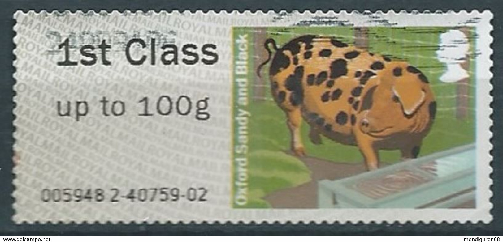 GROSBRITANNIEN GRANDE BRETAGNE GB 2012 POST&GO PIGS: OXFORD SANDY AND BLACK FC Up To 100g SG FS 34 MI ATM34 YT TD34 - Post & Go Stamps