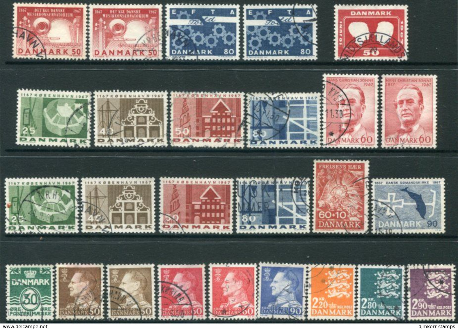 DENMARK 1967 Complete Issues With Ordinary And Fluorescent Papers, Used Michel 449-466 - Usado