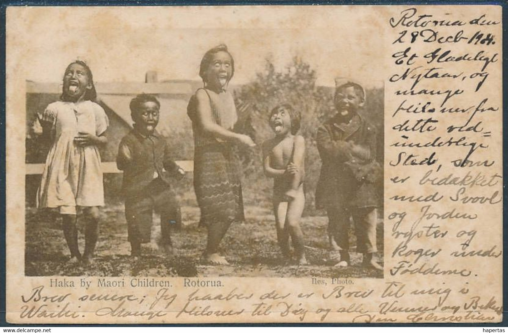 New Zealand, Haka By Maori Children, Rotorua - Posted 1904, Undivided Back - Oceanië