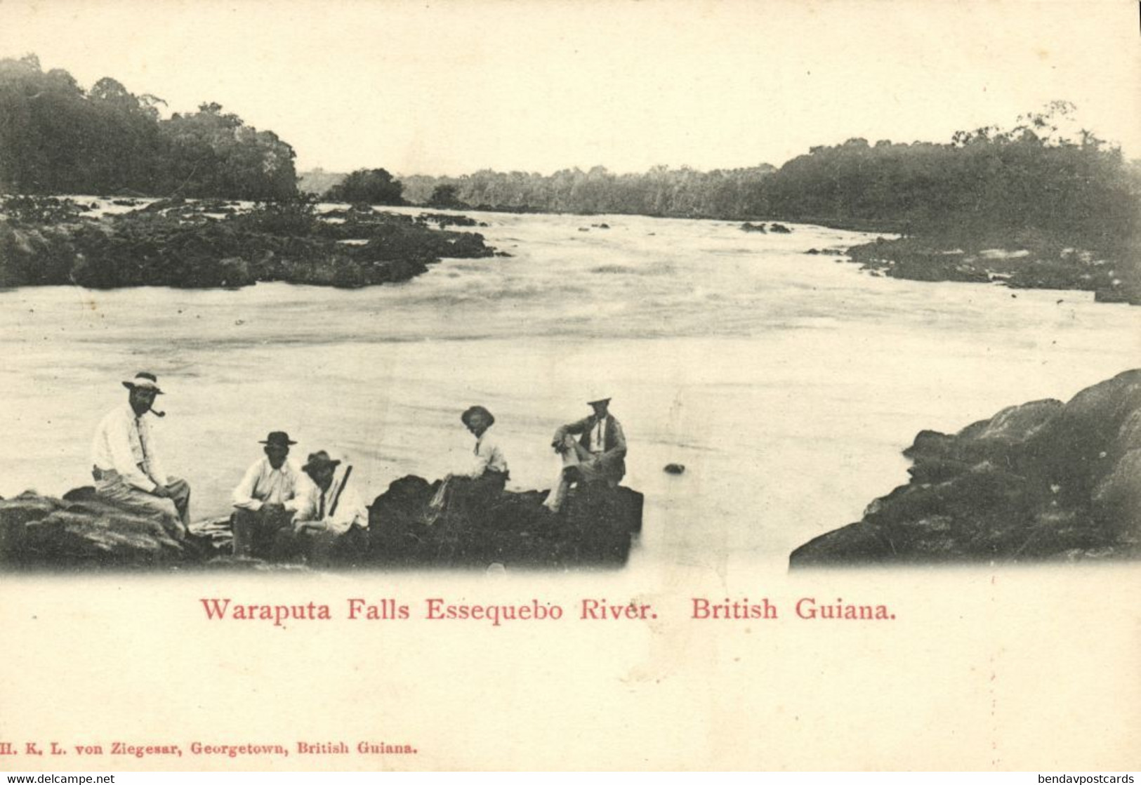 British Guiana, Guyana, Demerara, Waraputa Falls Essequebo River 1900s Postcard - Guyana (ehemals Britisch-Guayana)