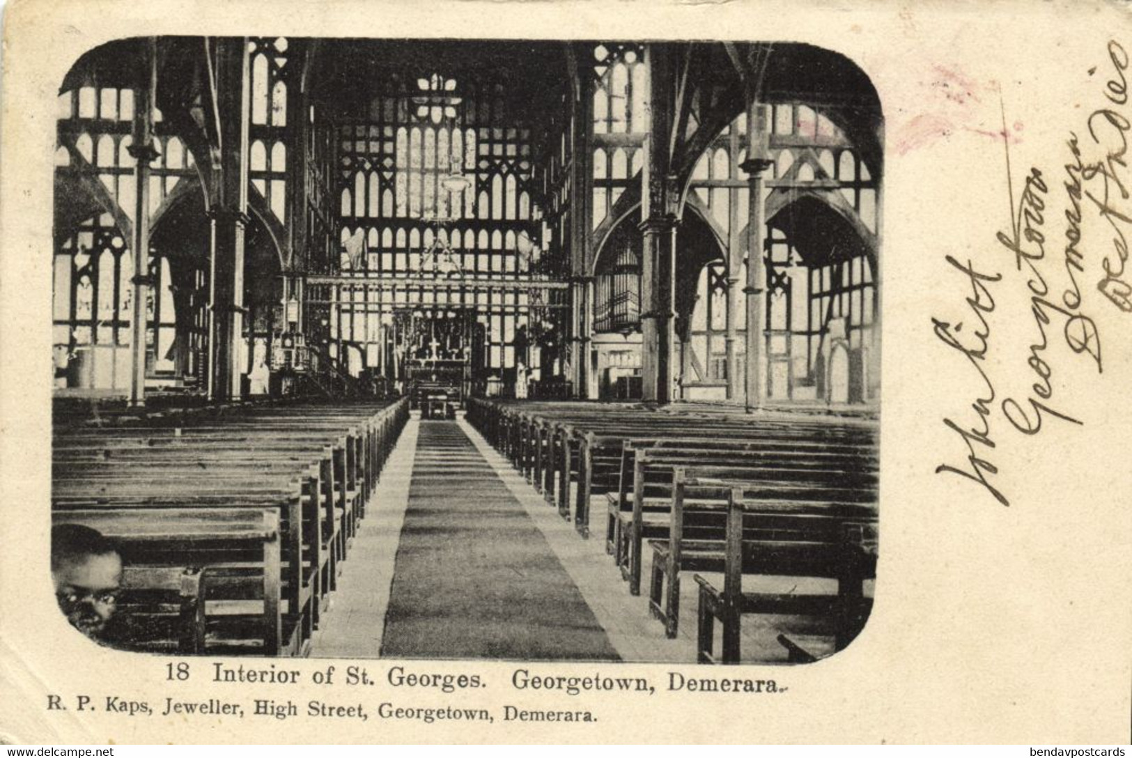 British Guiana, Guyana, Demerara, GEORGETOWN, Interior St. Georges 1906 Postcard - Guyana (ex-Guyane Britannique)