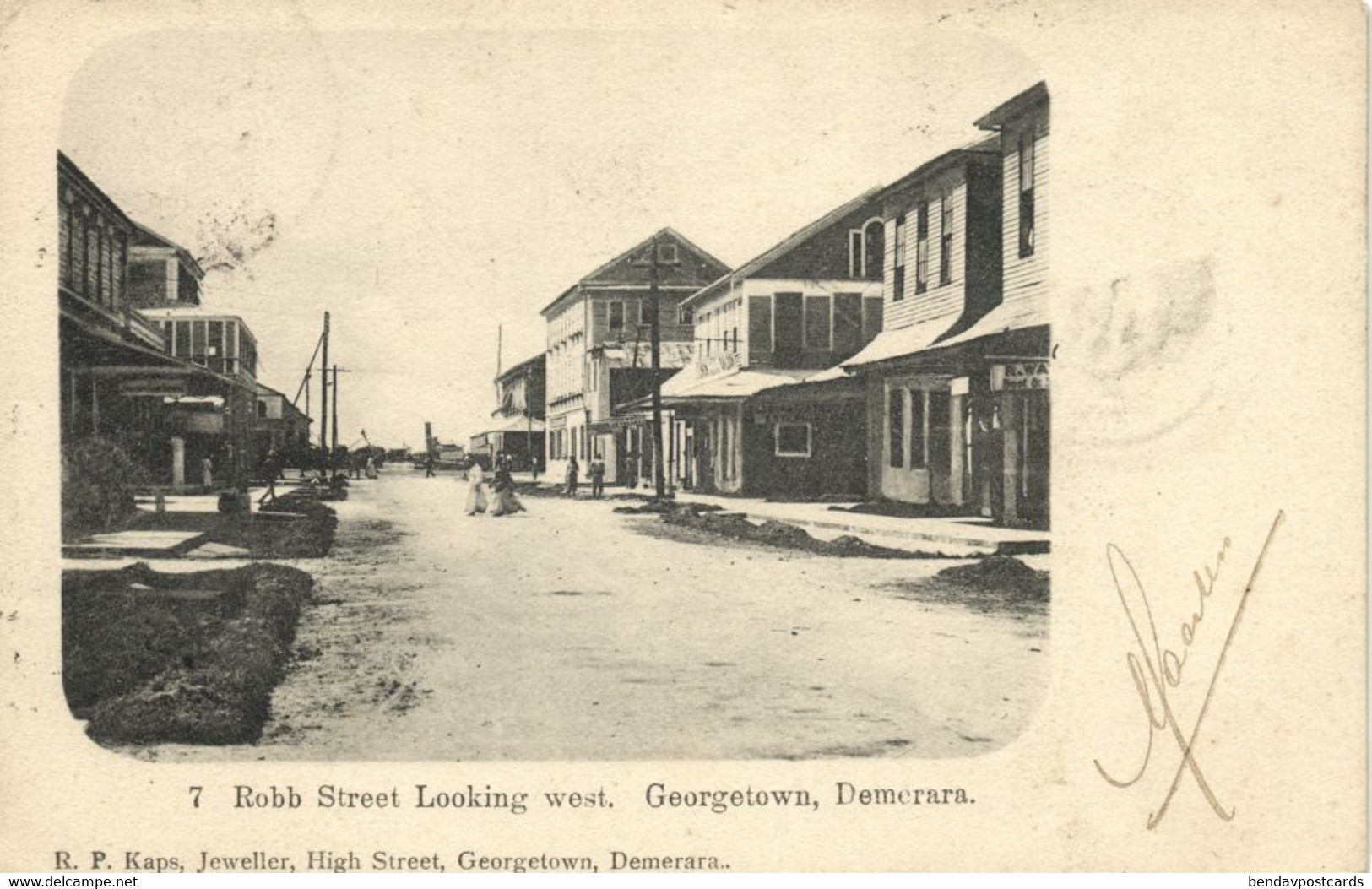 British Guiana, Guyana, Demerara, GEORGETOWN, Robb Street (1906) Postcard - Guyana (formerly British Guyana)