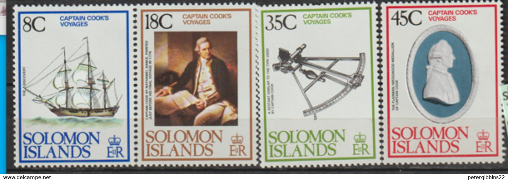 Solomon Islands  1979  SG  372-5  Capt Cooks Voyages Mounted Mint - Solomoneilanden