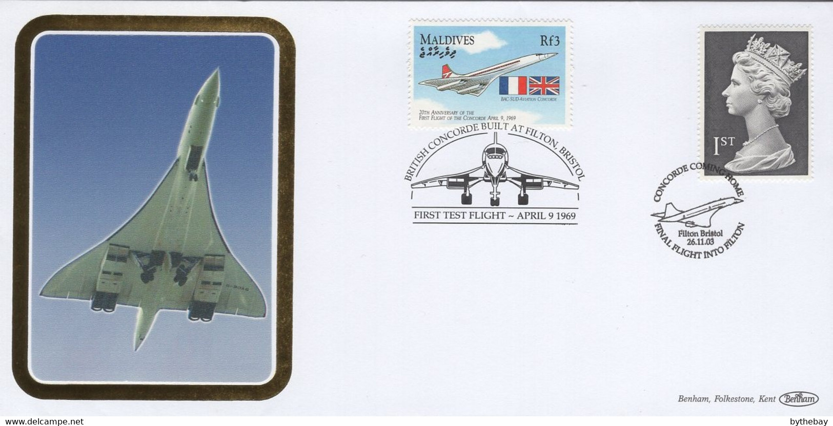 Great Britain Maldives 2003 Final Flight Of Concorde Into Filton, UK - Storia Postale