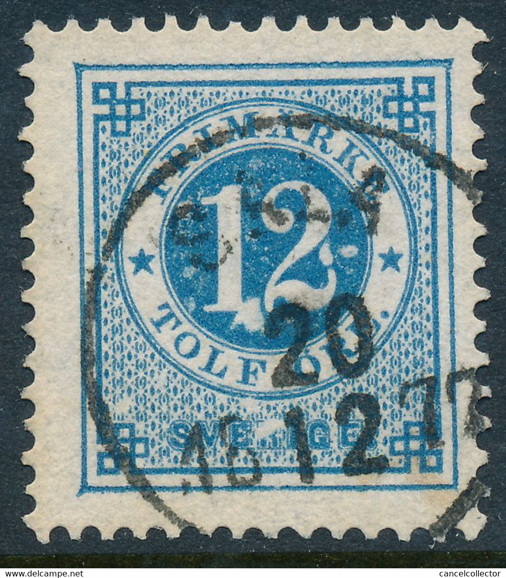 Sweden Suède Sverige 1877: Facit 32b, 12ö Blue Ringtyp P13, F-VF Used, SALA Cancel (DCSV00367) - 1872-1891 Ringtyp