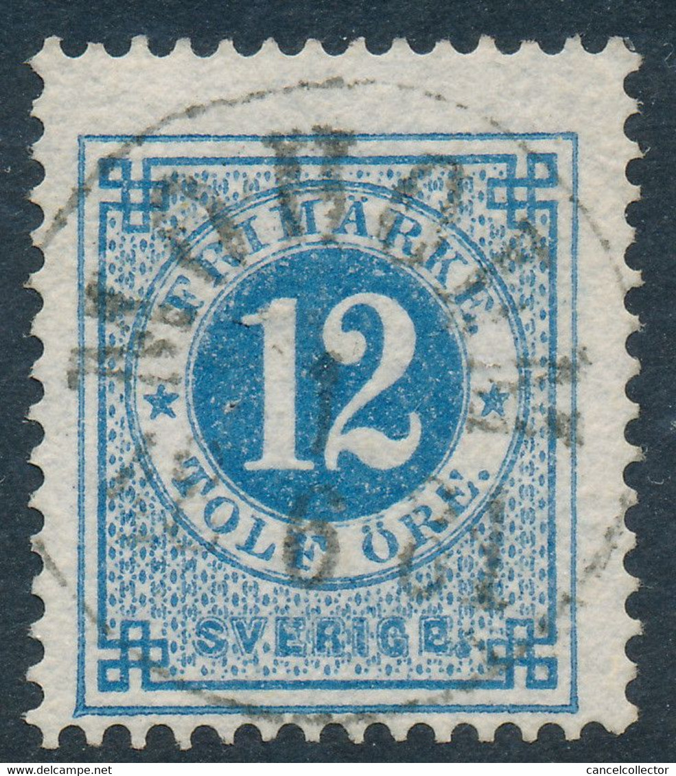 Sweden Suède Sverige 1877: Facit 32e, 12ö Dull Blue Ringtyp P13, F Used, LYX MOHOLM Cancel (DCSV00370) - 1872-1891 Ringtyp