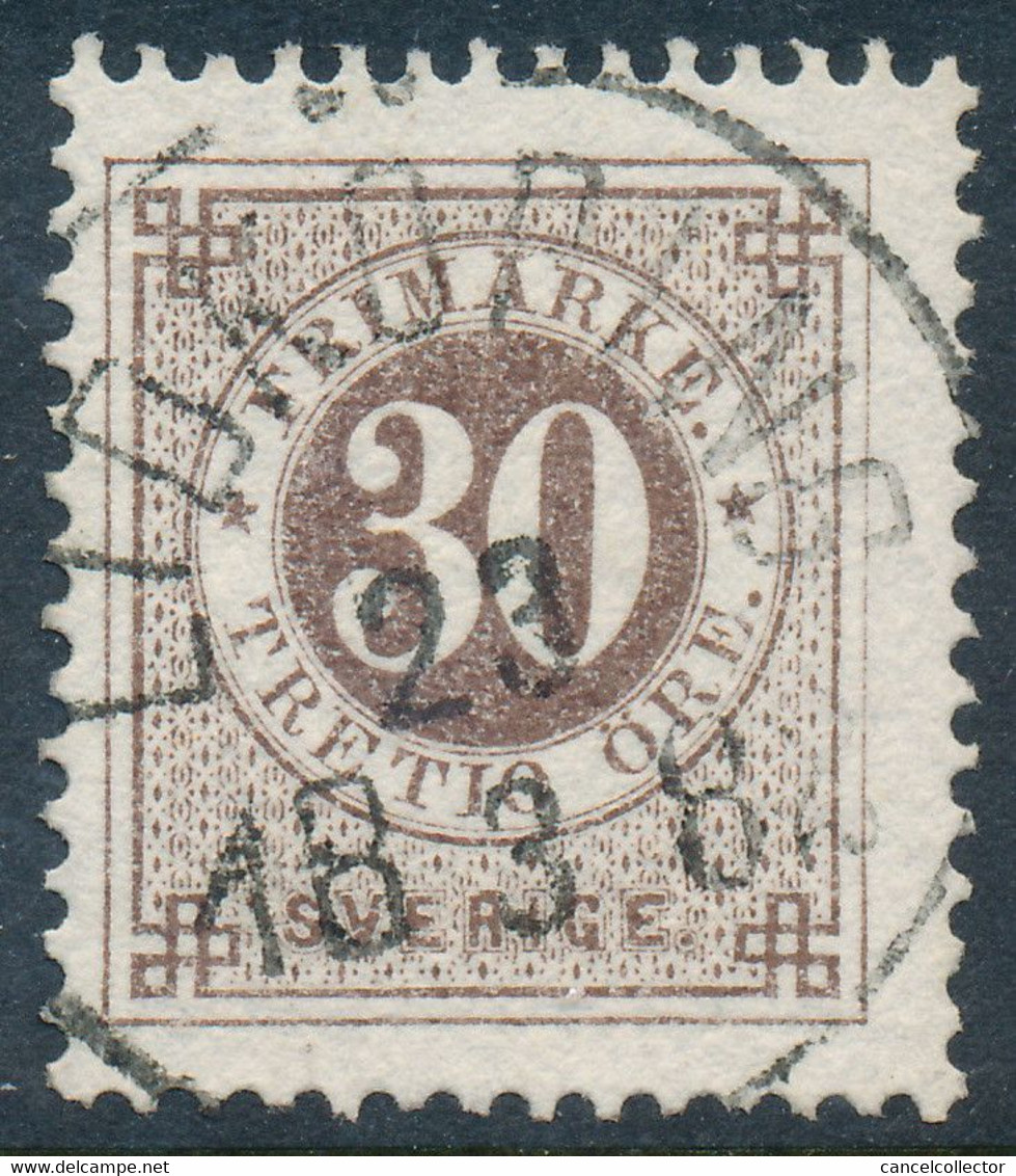 Sweden Suède Sverige 1877: Facit 35e, 30ö Dull Brown Ringtyp P13, F Used, LIDKÖPING Cancel, (DCSV00377) - 1872-1891 Ringtyp