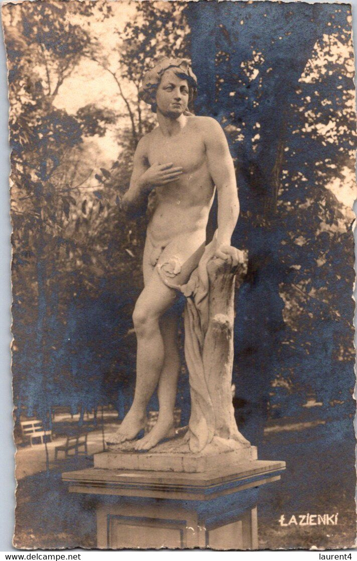 (3 M 36) OLD - Poland - Warsaw - Varsovie (naked Men Statue B/w) Lazienki - Sculptures