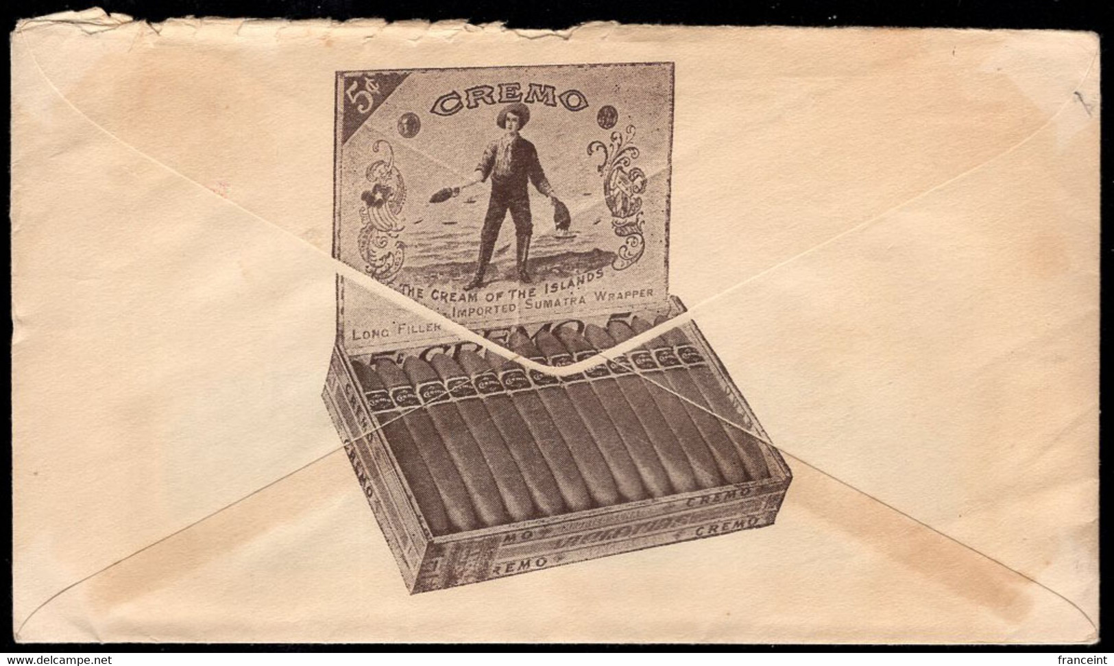 U.S.A.(1926) Box Of Cigars. Postal Stationery Envelope With Corner Ad And Illustration On Back For Chancellor Cigars. - 1921-40