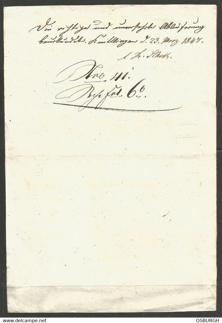 GERMANY. 1847. FREIGHT DELIVERY DOCUMENT. - 1800 – 1899