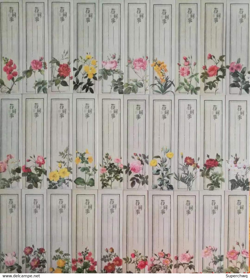China Bookmark,Flowers And Peonies，30 Bookmarks - Marque-Pages