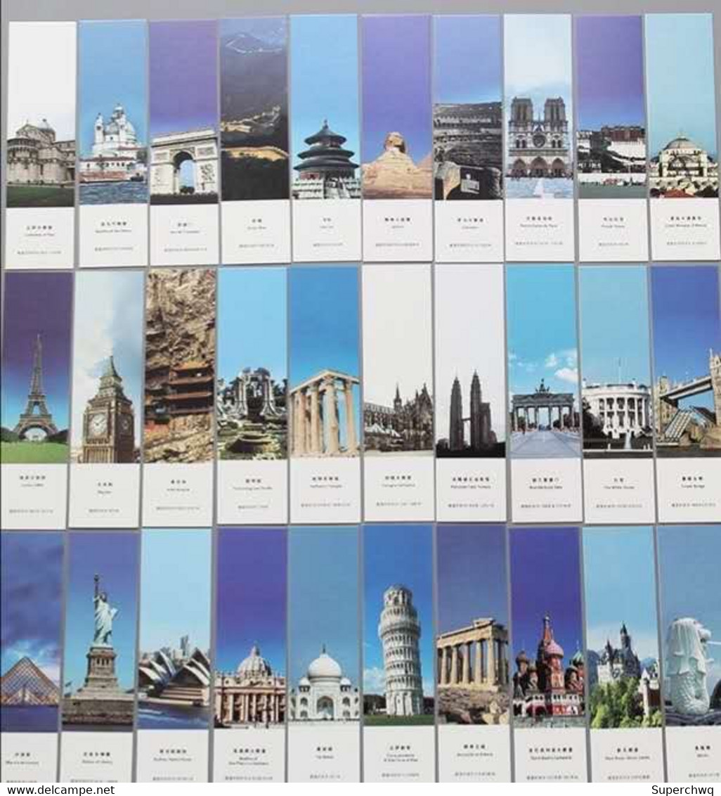 China Bookmark,famous Buildings Over The World，30 Bookmarks - Marque-Pages