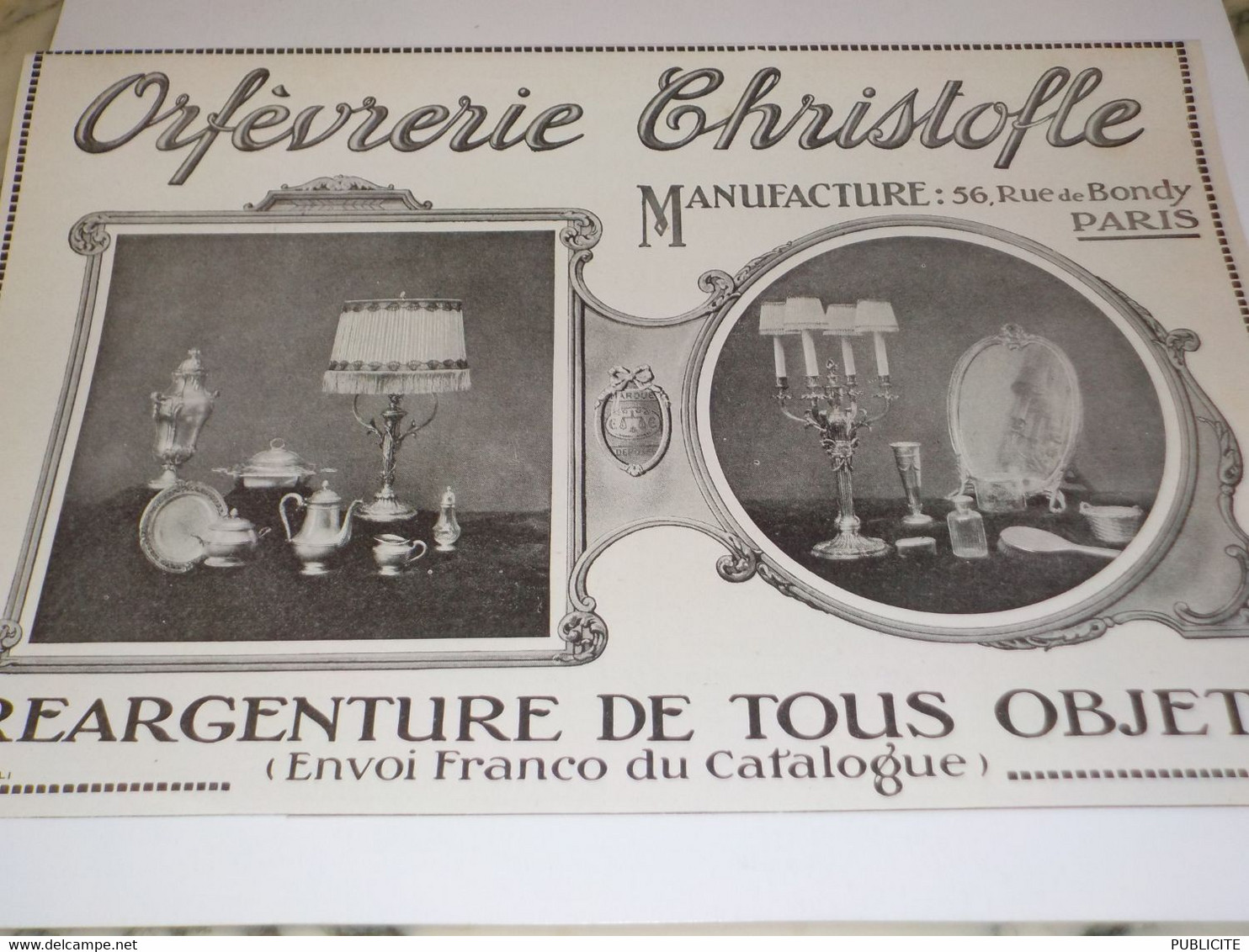 ANCIENNE PUBLICITE ORFEVRERIE CHRISTOFLE 1913 - Sonstige & Ohne Zuordnung