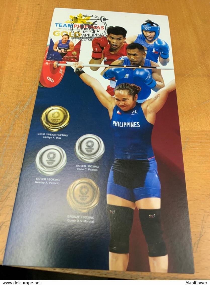 Philippines Stamp M Card Sports Weightlifting Boxing Gold Silver Bronze Winner - Zomer 2020: Tokio