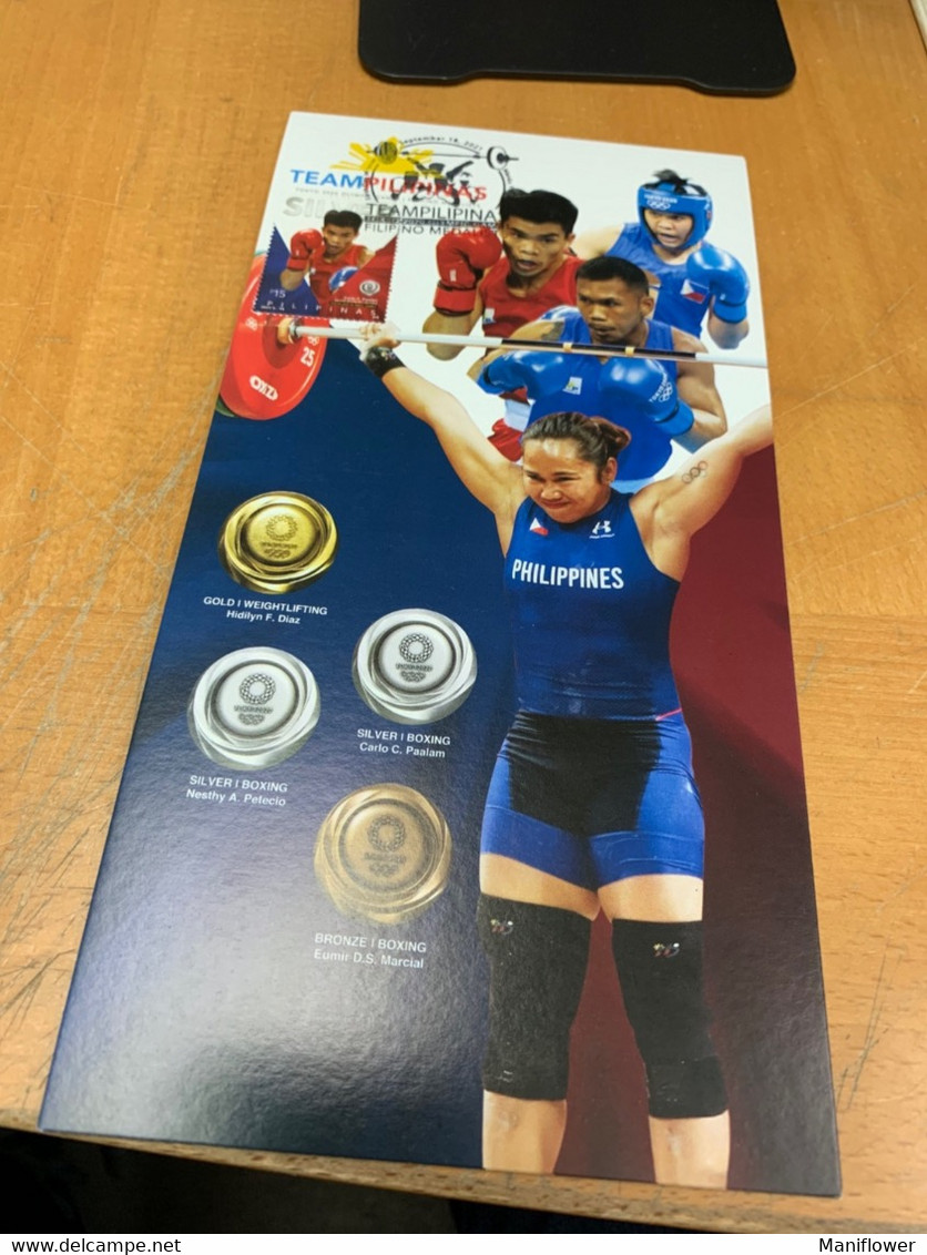 Philippines Stamp M Card Sports Weightlifting Boxing Gold Silver Bronze Winner - Summer 2020: Tokyo