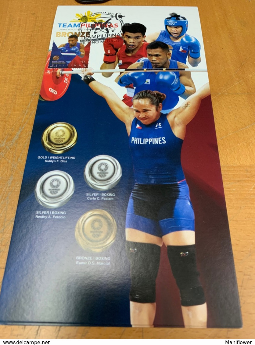 Philippines Stamp M Card Sports Weightlifting Boxing Gold Silver Bronze Winner - Eté 2020 : Tokyo