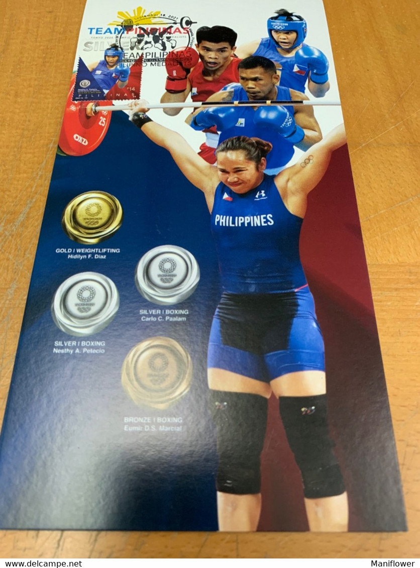 Philippines Stamp M Card Sports Weightlifting Boxing Gold Silver Bronze Winner - Verano 2020 : Tokio