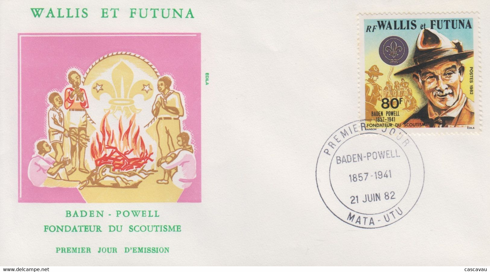 Enveloppe  FDC  1er  Jour   WALLIS  ET  FUTUNA     Scoutisme       Lord   BADEN - POWELL    1982 - FDC