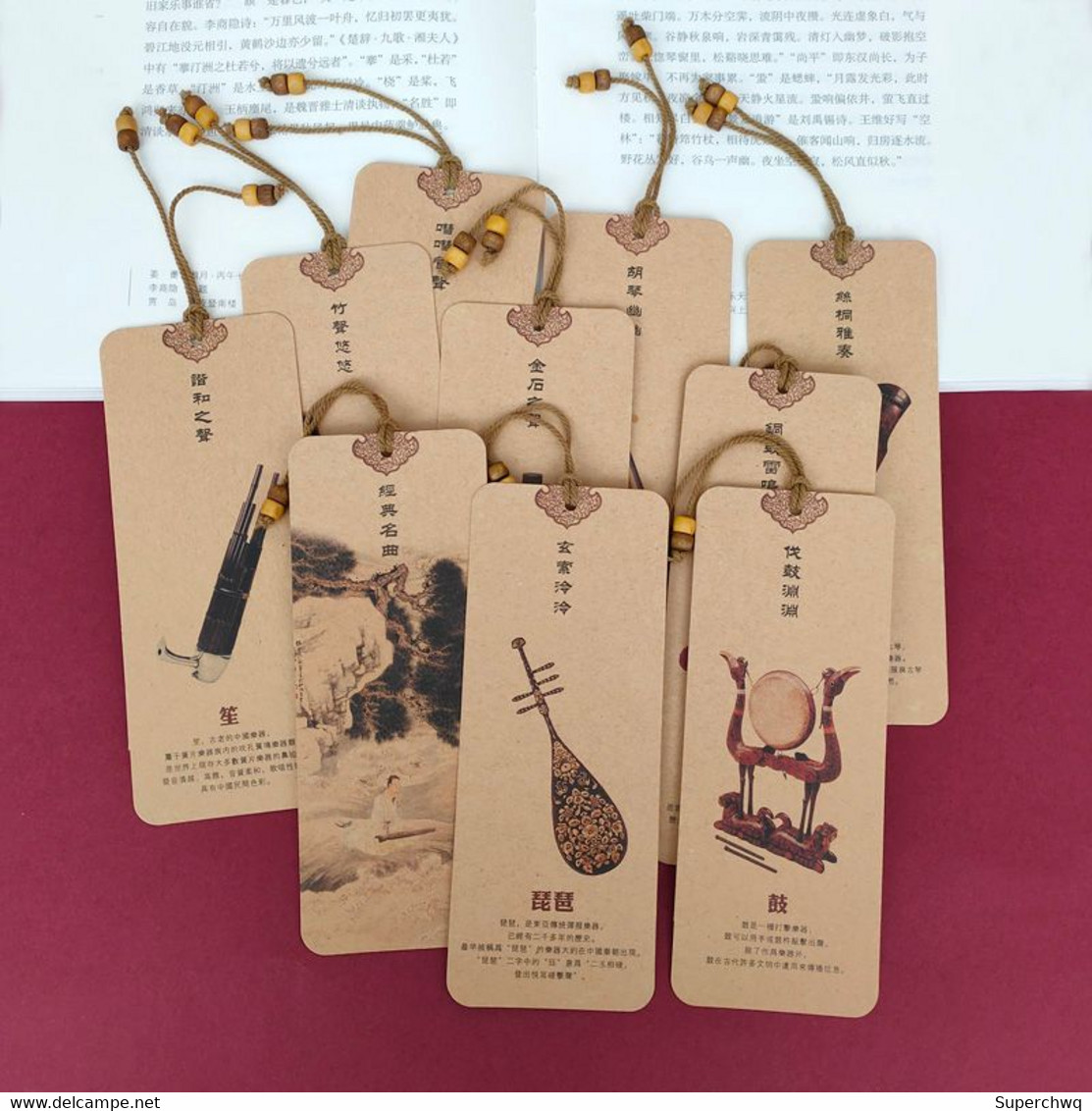 China Bookmark，Chinese National Musical Instruments，10 Bookmarks - Marque-Pages