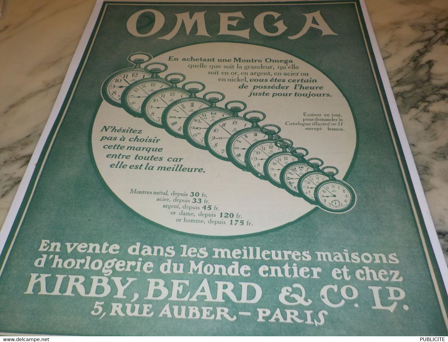 ANCIENNE PUBLICITE L'HEURE JUSTE POUR TOUJOURS MONTRE OMEGA  1913 - Sonstige & Ohne Zuordnung