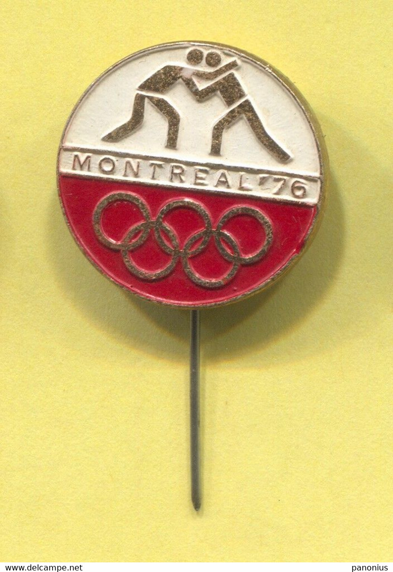 Wrestling Lutte - Montreal 1976. Olympic Olympiade, Vintage Pin Badge Abzeichen - Wrestling