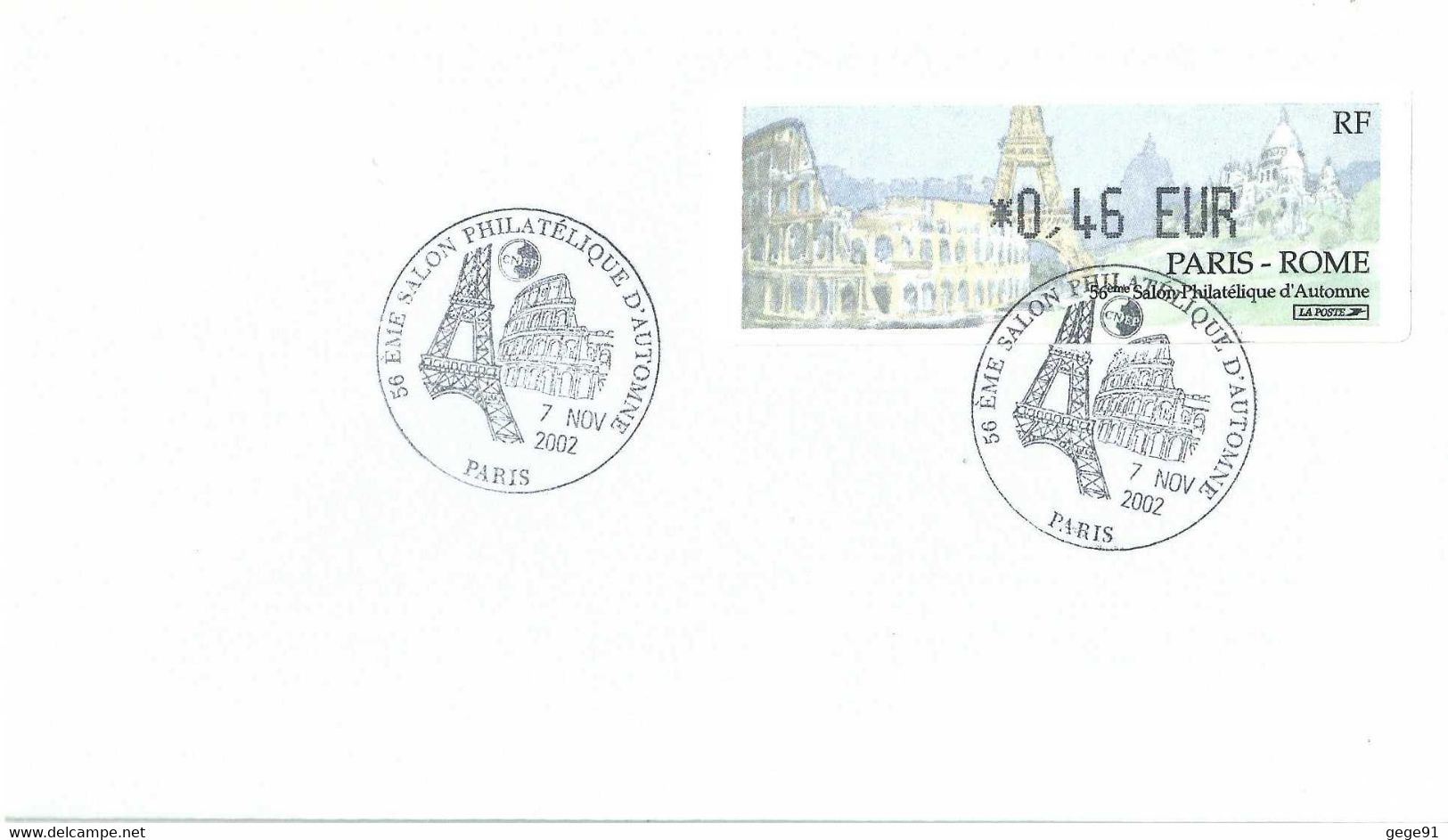 Vignette De Distributeur LISA - ATM - Paris Rome - Tour Eiffel - Colisé - Sacré Coeur - FDC - 1999-2009 Viñetas De Franqueo Illustradas