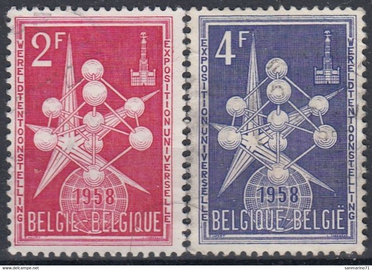 BELGIUM 1054-1055,used - 1958 – Brussel (België)