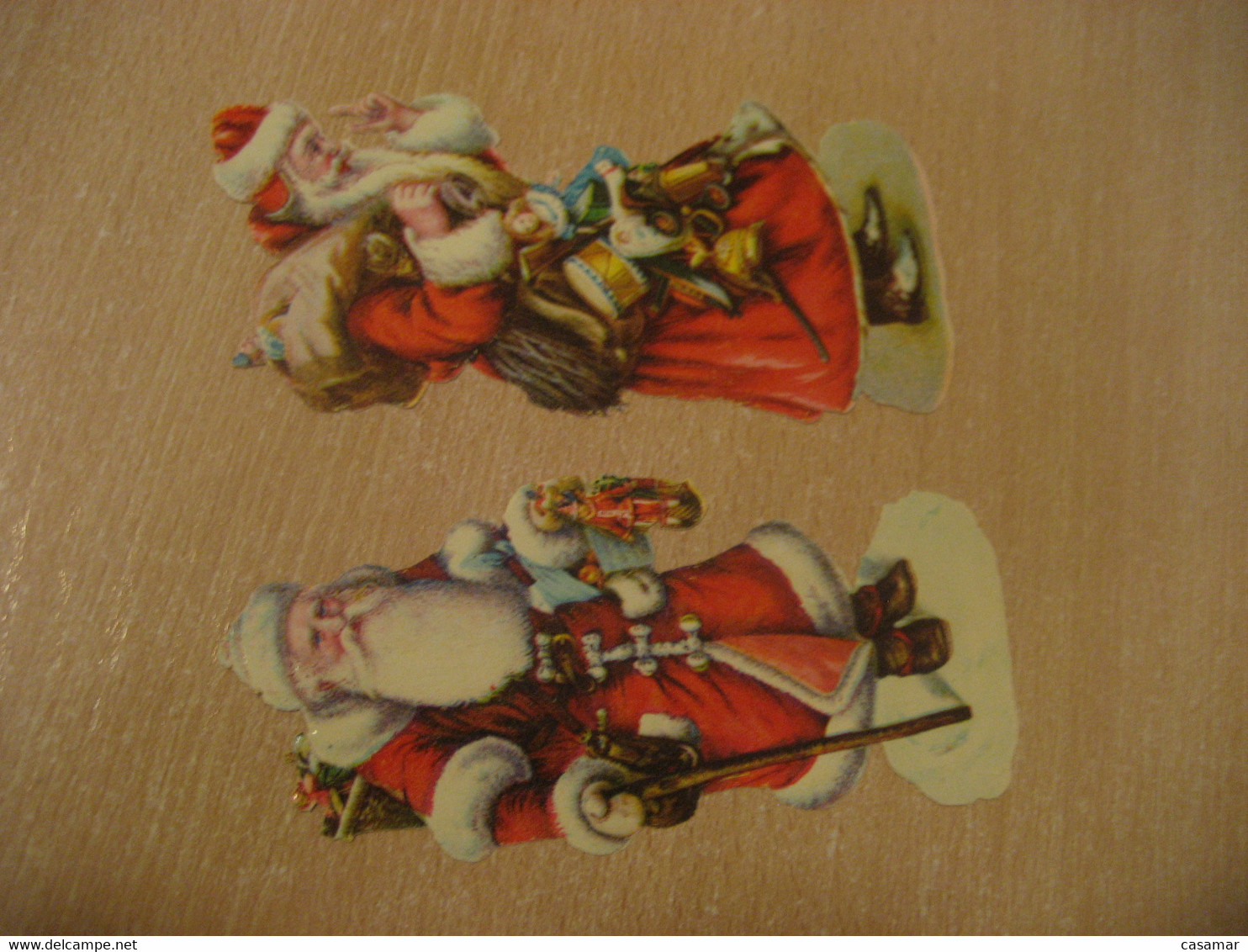 Santa Claus Pere Noel 2 Old Chromos Die-cuts Decoupis Chromo Decoupi Die-cut Year: ??? - Christmas