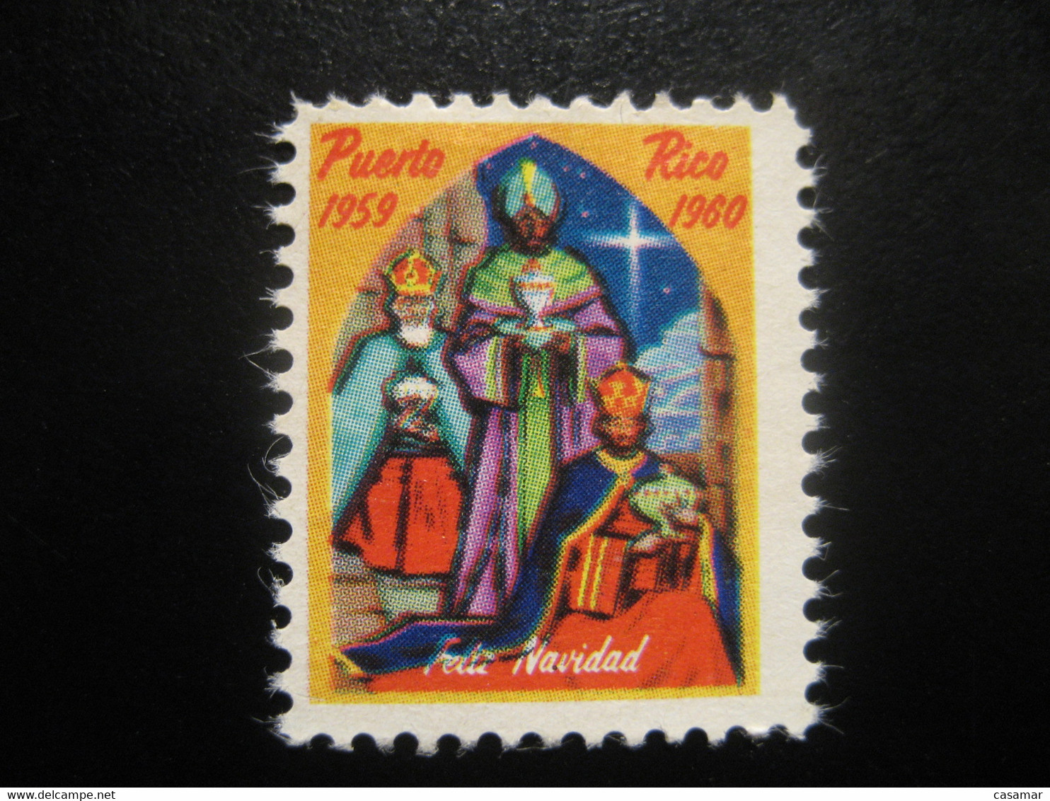 1959/60 Feliz Navidad Poster Stamp Vignette PUERTO RICO USA Label - Non Classés