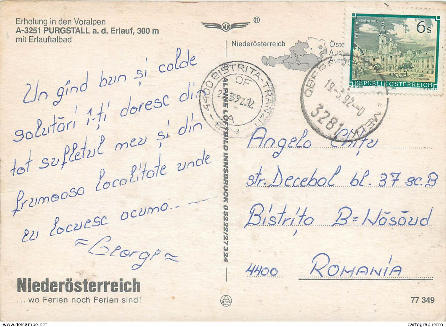 Postcard Austria Purgstall An Der Erlauf Panorama 1981 - Purgstall An Der Erlauf