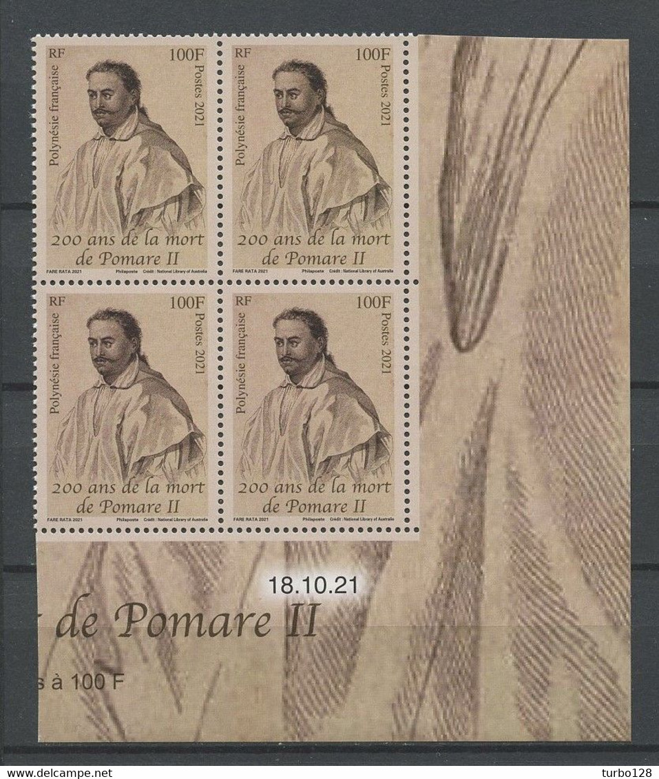 POLYNESIE 2021 N° 1285 ** Bloc De 4 Coin Daté Neuf MNH Superbe Personnalité Pomare II - Neufs