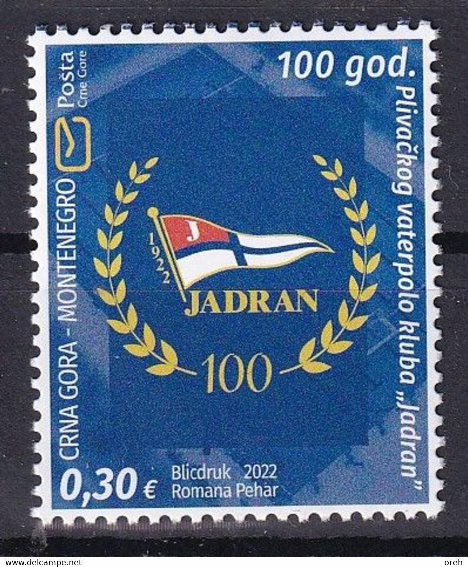 MONTENEGRO 2022,SPORT,100 YEARS OF THE "JADRAN" SWIMMING WATER POLO CLUB,MNH - Water Polo