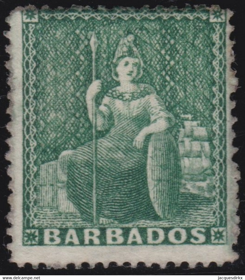 Basbados  .    SG   .  17  (2 Scans)    .   No Wmk  .  1861     .     (*)     .   Without Gum - Barbados (...-1966)