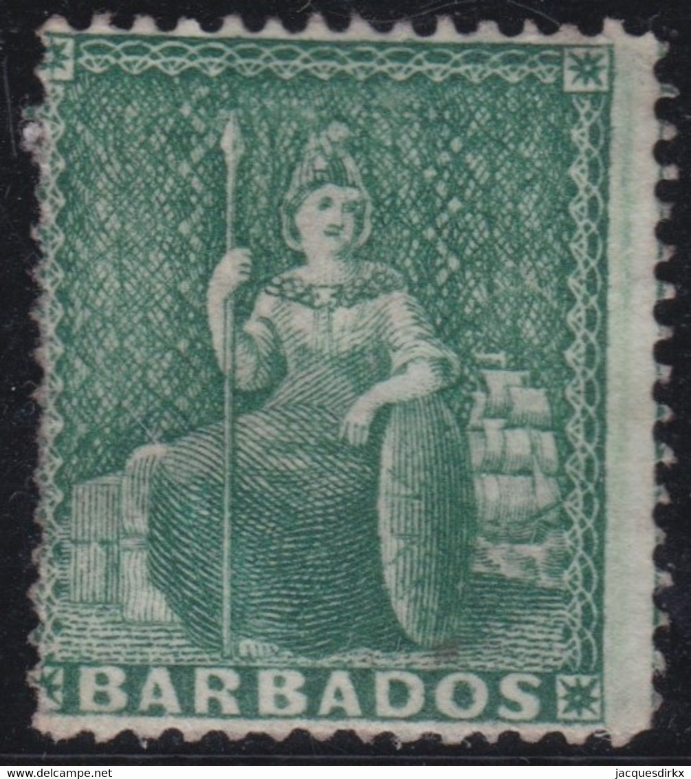 Basbados  .    SG   .  17  (2 Scans)    .   No Wmk  .  1861     .     (*)     .   Without Gum - Barbades (...-1966)