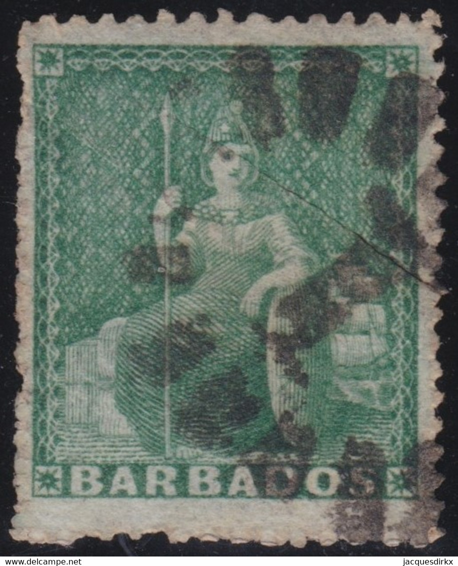 Basbados  .    SG   .  21     .   No Wmk  .  1861-1870     .     O    .  Cancelled - Barbados (...-1966)