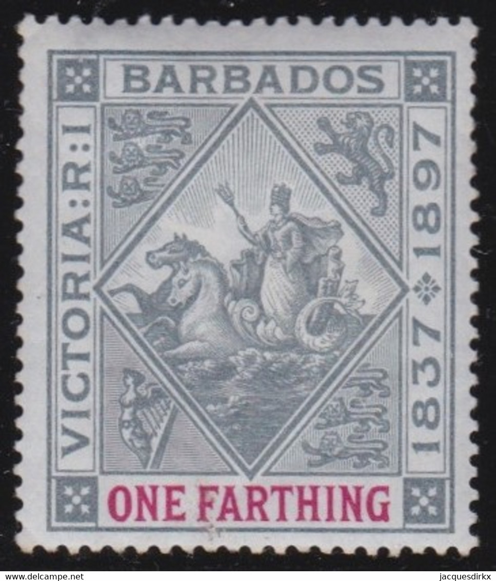 Barbados  .    SG   .      125    .     Wmk  Crown CC  . Paper Blued   .  1897-98     .    *     .   Mint-hinged - Barbados (...-1966)