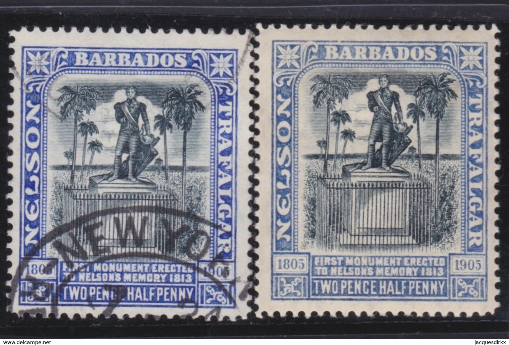 Barbados  .    SG      .      162+162a  (2 Scans)     .     Wmk  Crown CA      .   1907   .     O     .    Cancelled - Barbados (...-1966)