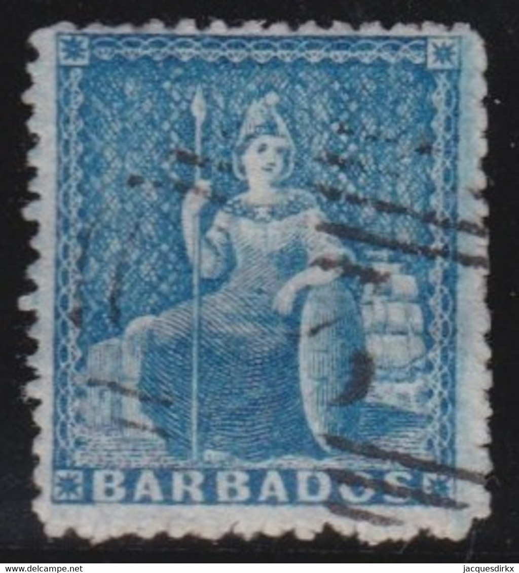 Basbados  .    SG   .  19  (2 Scans)     .   No Wmk  .  1861       .     O     .    Cancellation 2 - Christ Church - Barbades (...-1966)