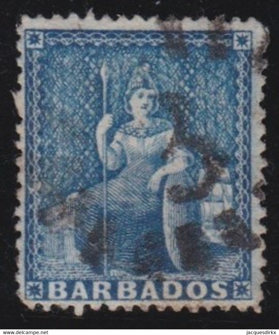 Barbados  .    SG   .  19  (2 Scans)    .   No Wmk  .  1861    .     O     .    Cancellation 3 - St Philip - Barbades (...-1966)